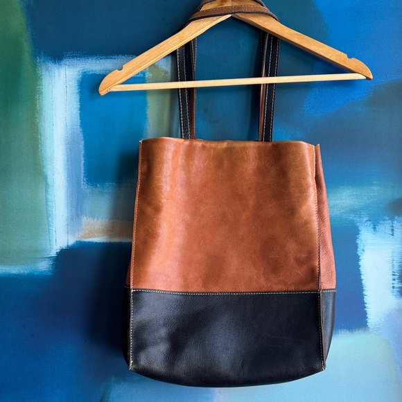 Patricia Nash Brown and Black Leather Tote - Picture 3 of 13